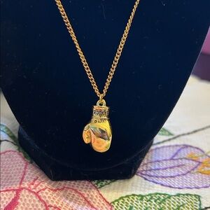 Rocky V boxing glove necklace goldtone